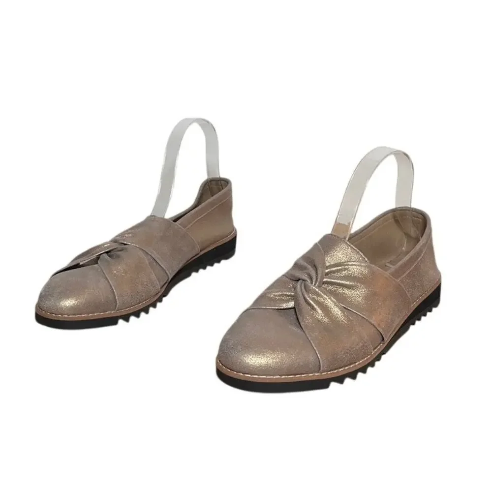 Eileen Fisher Eena Metallic Suede Twist Slip-On Loafers Platinum Sz 9.5 Comfort - Picture 1 of 6
